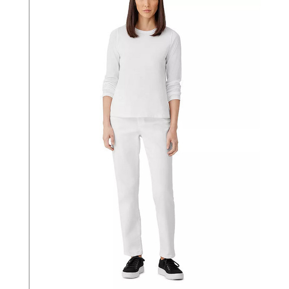 Eileen Fisher High Waist Slim‎ Leg Jeans in White Made in Portugal - Picture 4 of 10